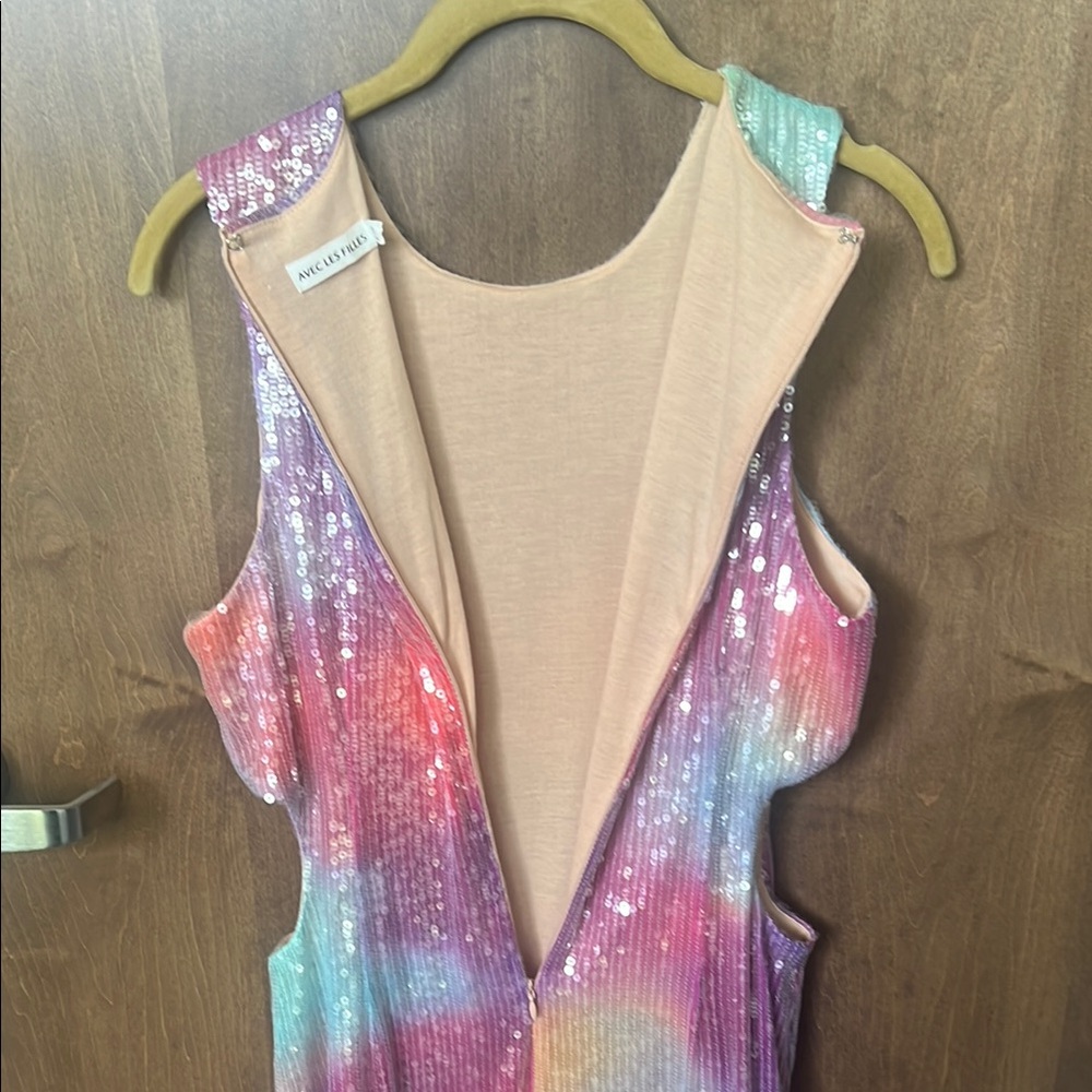 💖 Avec Les Filles Pink Sequin Midi Dress – Size 10 ✨ - Picture 8 of 10